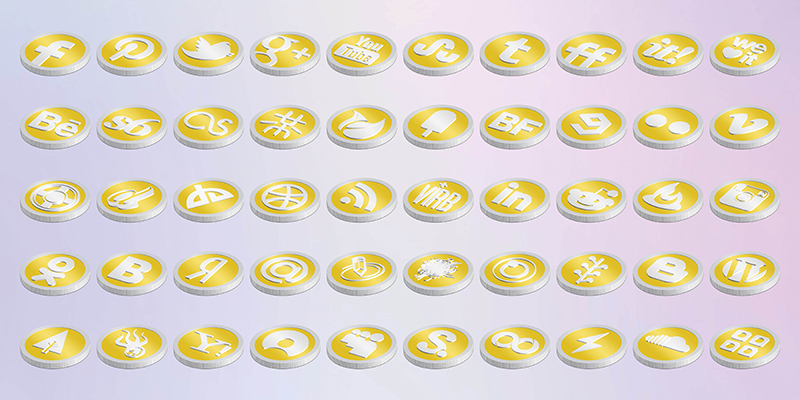 s-icons social media icons coins set