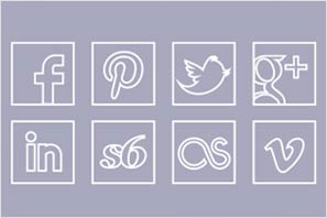 social media icons white line icons set preview
