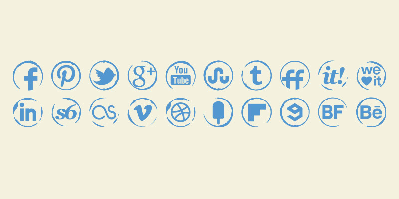 social media icons stamp icons set