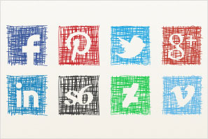 social media icons pen sketch icons set preview