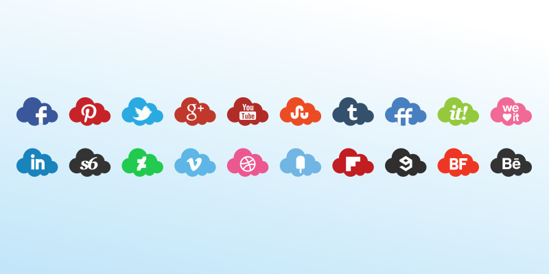 social media icons clouds set