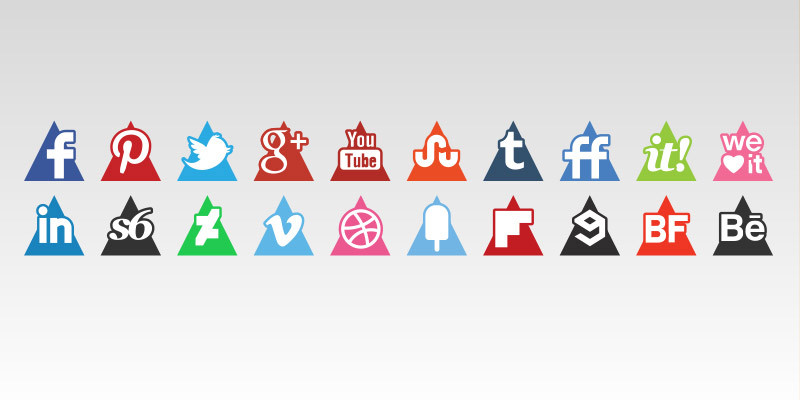 social media icons triangle set