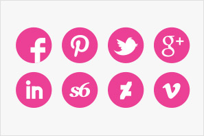 social media round icons pink colour set preview