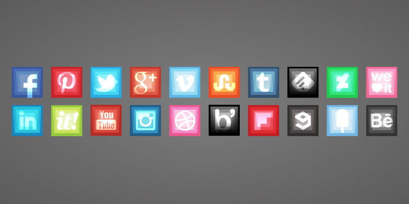 social media icons surrealistic square