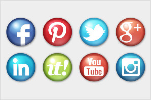 social media round glossy icons preview