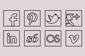 social media icons black line icons set preview