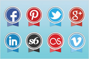 social media icons round ribbon icons set preview