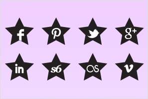 social media icons black stars icons set preview