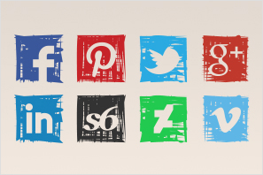 social media icons marker sketch icons set preview