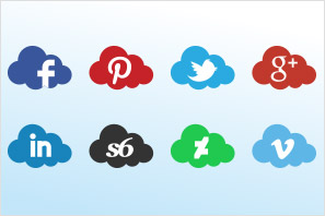 social media icons clouds set preview