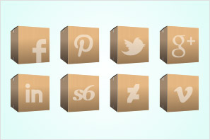 carton boxes social media icons set preview
