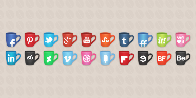 social icons coffee cups style